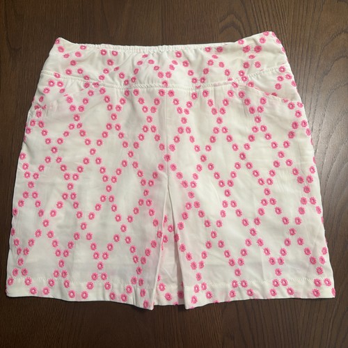 Lilly Pulitzer Monica Skort Skirt Luxletic Sport Lined White/Pink, Women's' Sz 8