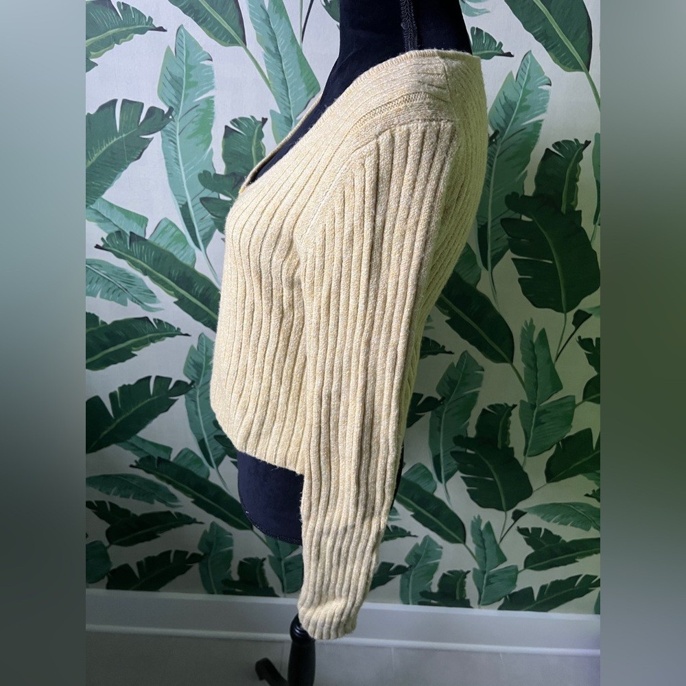 American Eagle Yellow Button Front Cropped Cardig… - image 3