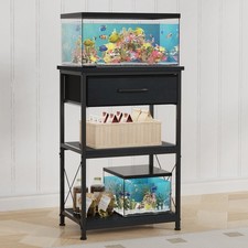5-10 Gallon Fish Tank Stand, Height Adjustable Metal Aquarium Stand with Stor...