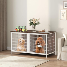 Dog Crate Furniture for 2 Dogs, 43.3" Dog Kennel with Removable Divider, Heavy S