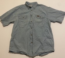 Carhartt S118CBL Button Front Work Shirt Light Blue Men s Large Short Sleeve