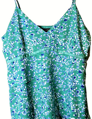 Banana Republic Tank Cami Women's 10 Simone Petals Layered Peplum Green Babydoll