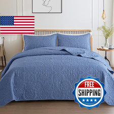 Whale Flotilla Soft Queen Quilt Bedding Set for All Seasons, Vintage Damask Ultr