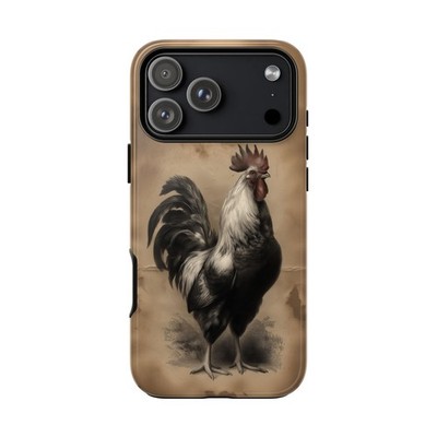 Phone Ink - iPhone / Galaxy / Pixel Case - Rooster Vintage Rustic Sepia