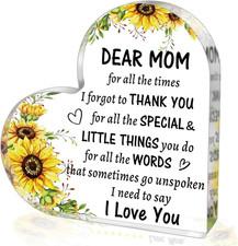 Mothers Day Birthday Gifts for Mom from Daughter Son, to My Mom Acrylic Heart Si