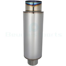 3 Inlet Muffler Exhaust Silencer Racing 4 Burnt Tip Round Stainless Steel