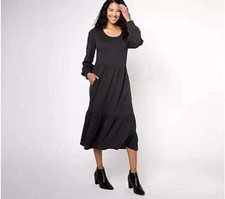 Denim & Co. Canyon Retreat Dress, BLACK, Size 2X, FREE SHIPPING!