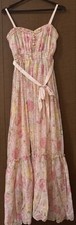 LIZLISA Floral Pink Camisole Maxi Dress Size Free Flowy Boho Chic Japan