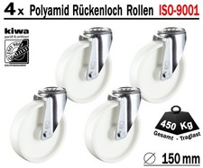 Polyamid Rückenloch Transport Lenk Rollen 4 x Ø 150 mm Le-Le / BS-Rollen Germany