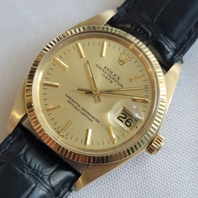 Rolex Oyster Perpetual Date 1503 34mm 70er Jahre 14k massiv Gold Herren Automatik RA692 - Bild 1 von 4