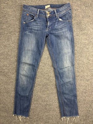 Hudson Collin Skinny Jeans Womens 27x29 Blue Wash Low Rise Raw Hem Stretch Denim