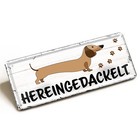 Blechschild HEREINGEDACKELT 28x12cm Dackel Hund Deko Türschild Vintage Geschenk