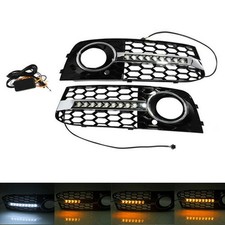 2X Nebelscheinwerfer Blende Gitter Grille mit DRL Lampe Für Audi A4 B8 2009-2011