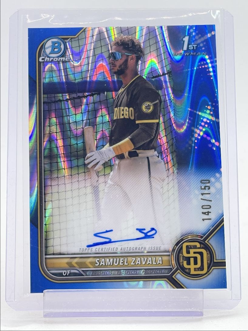 SAMUEL ZAVALA 2022 BOWMAN CHROME 1ST BLUE RAYWAVE REFRACTOR AUTO /150 Q0234