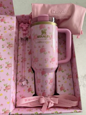 Stanley LoveShackFancy Quencher H2.0 40oz Ibiza Sunset Pink Floral Glitter NEW