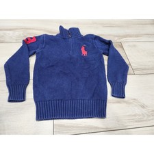 Polo Ralph Lauren Boys Navy Blue Knit Pullover Sweater Size 7 Preppy