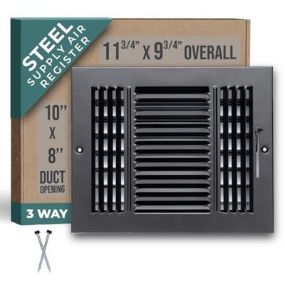 Fits0x8 Duct Opening 3 Way Steel Air Supply Diffuser by  | 10'' X 8'' Duct Size 1