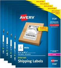Avery Half-Sheet Printable Shipping Labels, 5.5" X 8.5" Customizable Stickers, W