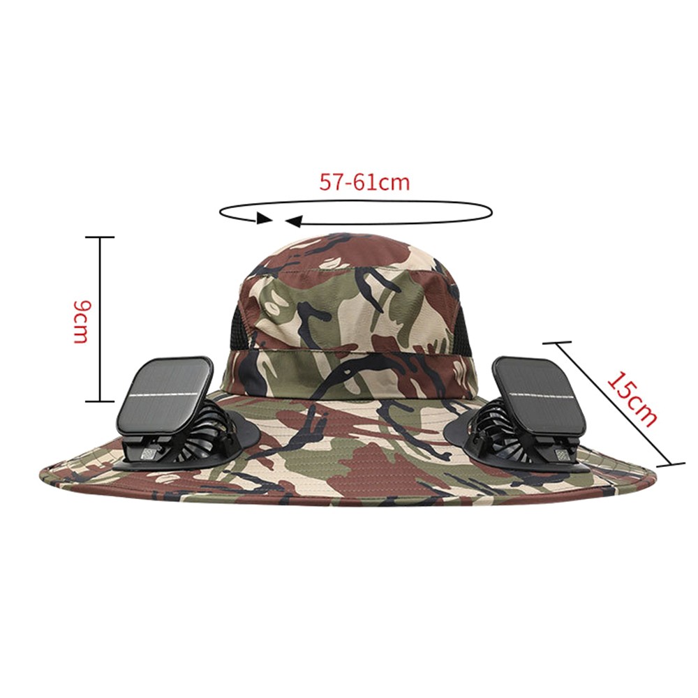 APL Cappello ventilatore solare a tesa larga carica solare cappello da pescatore a tesa larga moda uomo