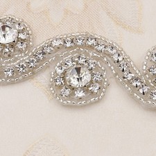 0.9m Paillettes Cristal Bordure à Repasser Bord Rétro Décor pour Mariage Robe