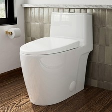 17.3" Elongated One Piece Toilet with Rimless Swirl Flush Modern Toilets For