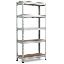 5-Tier Metal Storage Shelves 60" Garage Rack W/Adjustable Shelves Silver