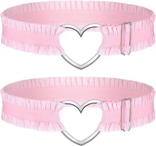 2 PCS Pink Garter, Lace Thigh Garter Thigh Belt for Women, Adjustable Heart Leg