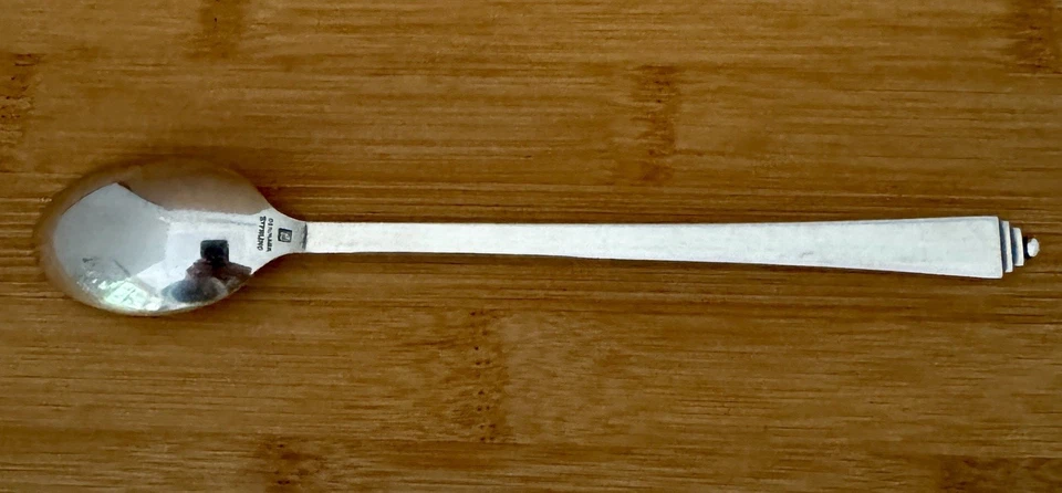 ORIGINAL GEORG JENSEN STERLING SILVER PYRAMID PARFAIT OR ICED TEA SPOON - Image 4 of 4