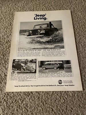 Vintage 1968 JEEP UNIVERAL WAGONEER JEEPSTER COMMANDO CONVERTIBLE PRINT AD 1960s