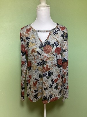 Per Se Women s Size Medium Sweater Gray Floral