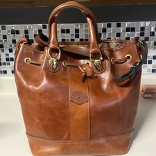 VINTAGE HTF JEAN MICHEL BROWN SADDLE LEATHER SHOULDER Bucket Bag