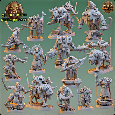 Fantasy Ork Krieger 28mm Resin Warhammer Proxy D&D Tabletop Zeithammers Green Br