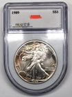 1989 Silver Eagle - MCCS "Toilet Bowl" Holder/Slab - nice coin