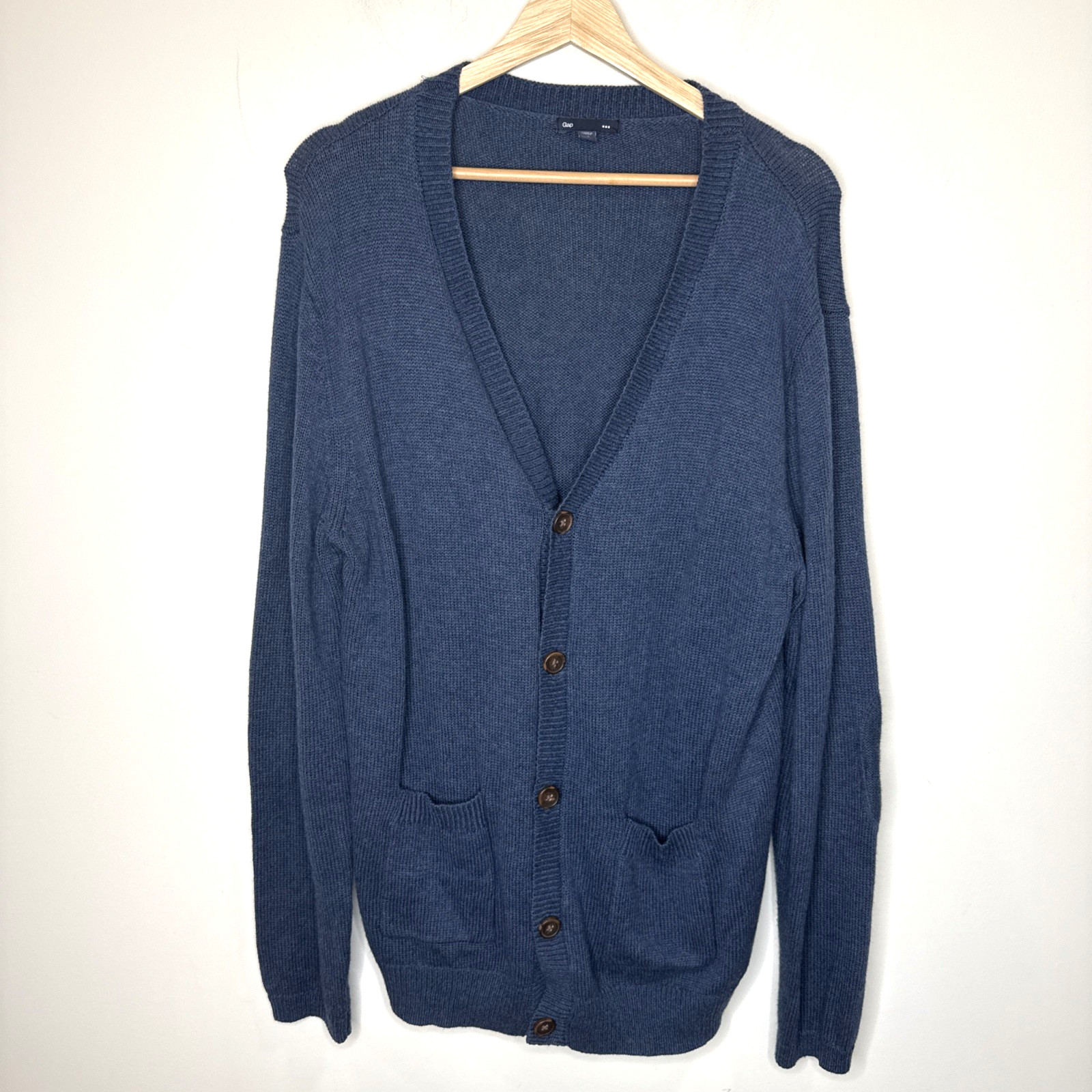 Gap Wool Blend Elbow Patch Button Up Cardigan Men… - image 1