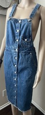 GUESS Denim Women’s JUMPER OVERALL Knee DRESS Jean Pencil Skirt Bohemian sz 26