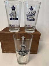 Stanley Cup Maple Leafs Beer Glasses / 67 Champions Ellis/Bower/Mahovlich Molson