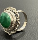 Emerald Filigree Ring Sterling Silver Vintage Beautiful Green Must see — photo 7