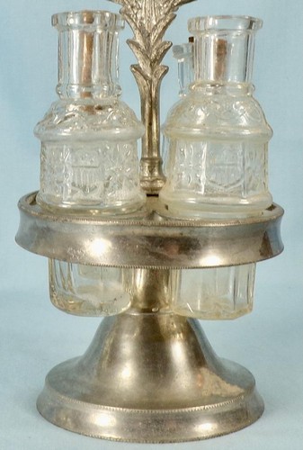 Gillinder American Shield Castor Set Centennial Childs Toy Pewter Frame Antique - Picture 3 of 17