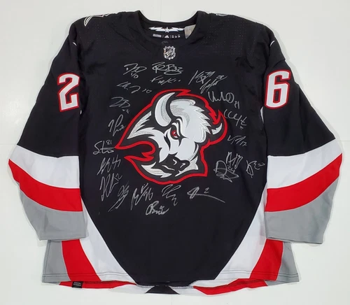 BUFFALO SABRES TEAM SIGNED NHL GOAT HEAD HOCKEY JERSEY W/LOA RASMUS DAHLIN