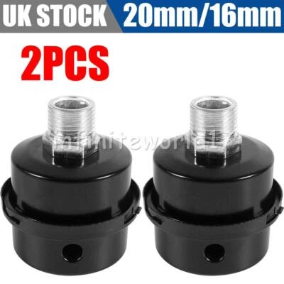 2X 16mm//20mm Metal Air Compressor Filter Intake Filter Noise Muffler UK
