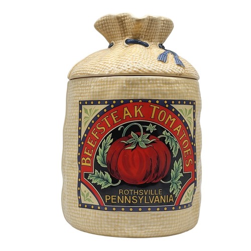 Hearth & Home Designs Vintage Burlap Bag Beefsteak Tomatoes Cookie Jar Canister eBay