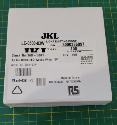 JKL Components LE-0503-03W LED Signalleuchte Weiß, 12V dc, Ø 10mm 100STK! _0,2_3