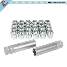 24 Spline 14x1.5 Lug Nuts + 2 Keys For Chevy Silverado Suburban GMC Sierra 1500