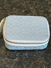 COACH Triple Pill Case Blue Signature C's With White Trim VERY RARE NWOT