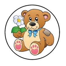 48 Cute Bear ENVELOPE SEALS LABELS STICKERS 1.2" ROUND