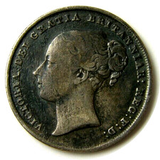 elfe Grande Bretagne shilling 1845 argent Victoria