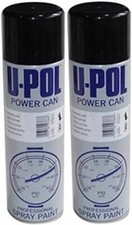 2 x UPOL Gloss Black Spray Paint Topcoat Aerosol Power Can Fast Drying 500ML