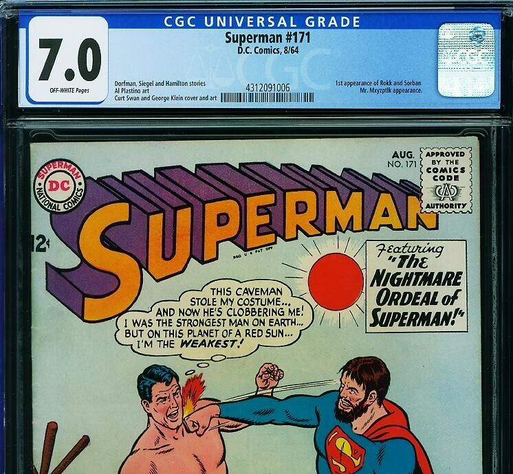 SUPERMAN #171 CGC 7.0 DC 1964, 1st App Rokk & Sorban, Mr. Mxyzptlk