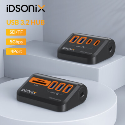 IDsonix USB C Hub 4/7 Ports USB 3.2 Gen 2 Type A ports SD/TF card slot 5gbps US