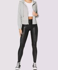 SPANX Women s Faux Leather Moto Leggings Black Slimming Size Small